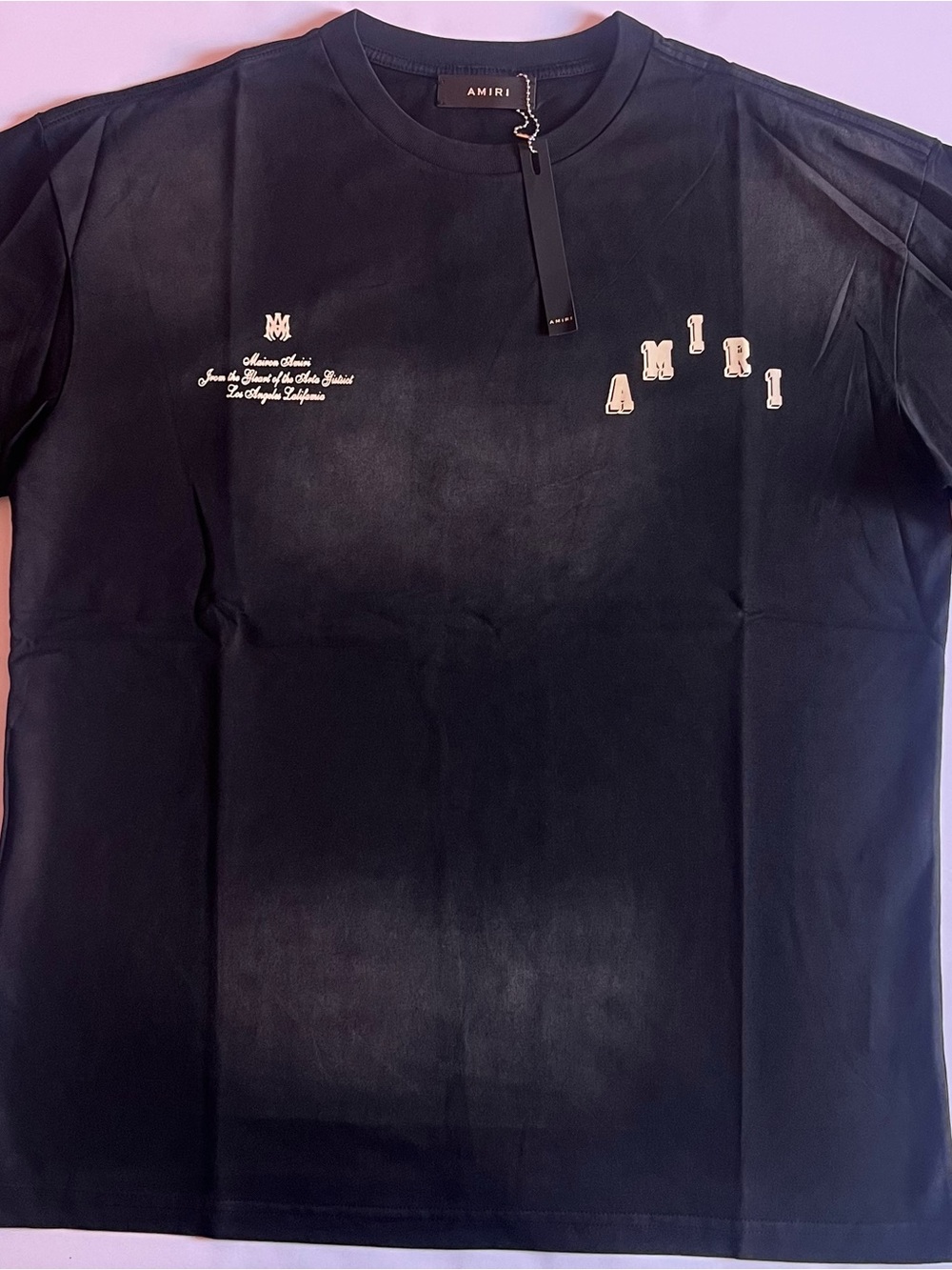 AMIRI Black Short-Sleeve Logo Tee with Chest Lettering